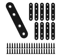 BuxiuGK 10 Piezas 80x16 mm Soportes de Placa Plana Placa de Unión Plana Acero Inoxidable para La Fijación de Muebles - Negro
