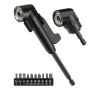 BuxiuGK 12 Piezas Adaptadores de Taladro de 105 Grados con Portapuntas Magnético de 1/4 de Pulgada,1 pieza Largo,1 pieza Corto,10 Screwdriver bits cortas set de plata,para espacios pequeños