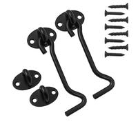 BuxiuGK 2 Pieza Cabina Gancho Ojo Puerta Pestillo con Montaje Tornillos 4 Pulgadas para Puertas de Garaje de Puerta de Hangar - Negro