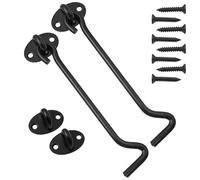 BuxiuGK 2 Pieza Cabina Gancho Ojo Puerta Pestillo con Montaje Tornillos 6 Pulgadas para Puertas de Garaje de Puerta de Hangar - Negro