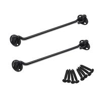 BuxiuGK 2 Pieza Cabina Gancho Ojo Puerta Pestillo con Montaje Tornillos 8 Pulgadas para Puertas de Garaje de Puerta de Hangar - Negro