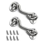 BuxiuGK 2 Pieza Gancho de Cabina Acero Inox 3 Pulgadas/75mm con 8 Montaje Tornillos para baño, ventana, puerta corredera, dormitorio,Plata