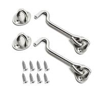 BuxiuGK 2 Pieza Gancho de Cabina Acero Inox 4 Pulgadas/100mm con 8 Montaje Tornillos para baño, ventana, puerta corredera, dormitorio,Plata