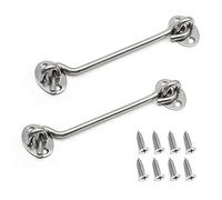 BuxiuGK 2 Pieza Gancho de Cabina Acero Inox 6 Pulgadas/150mm con 8 Montaje Tornillos para baño, ventana, puerta corredera, dormitorio,Plata