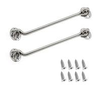 BuxiuGK 2 Pieza Gancho de Cabina Acero Inox 8 Pulgadas/200mm con 8 Montaje Tornillos para baño, ventana, puerta corredera, dormitorio,Plata