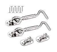 BuxiuGK 2 Pieza Pesado Gancho de Cabina Acero Inox 4 Pulgadas/107mm con 8 Montaje Tornillos para ventana, puerta