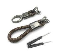 BuxiuGK 2 Piezas Llavero de Cuerda de Cuero Rojo Llavero Hebilla de Coche Aleación con Destornilladore para Coche Oficina,Marrón