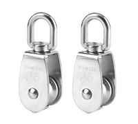BuxiuGK 2 Piezas M25 Bloque de Polea Simple de Acero Inoxidable Single-Sheaved Bloque Cuerda Polea Bloquear Tracción Rueda Juego 150Kg - Plata