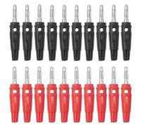 BuxiuGK 20 Piezas 4 mm Conector para Banana Speaker,20A Sin Soldadura Conectores Banana Niquelados para Altavoces, Amplificadores y Otros Receptores de Audio,10 x Rojo,10 x Negro