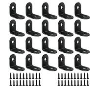BuxiuGK 20Pcs Soportes de Esquina de Soporte de ángulo Recto 90 Grados Forma de L de ángulo de Acero Inoxidable 20 mm x 20 mm x 16 mm Con Tornillos - Negro