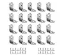 BuxiuGK 20Pcs Soportes de Esquina de Soporte de ángulo Recto 90 Grados Forma de L de ángulo de Acero Inoxidable con 40 Tornillos,18,5x18,5x16mm-Plata