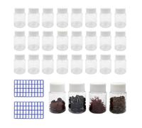 BuxiuGK 30 Piezas Botellas Plastico 30ml,Botes de Plastico Transparente con Blanco Tapones de Rosca y 2 Etiquetas(80 pegatinas) para Cosméticos,Acampadas,Viajes,Champú