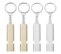 BuxiuGK 4 Piezas Silbato Emergencia Silbato Supervivencia Silbato de Metal de Tubos Dobles con Cordón y Llavero para Camping Senderismo y Entrenamiento Deportivo