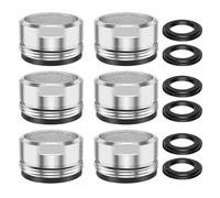 BuxiuGK 6 Piezas M24 Filtro grifo cocina,Filtro de Grifo Aireador de acero inoxidable con juntas-Plata