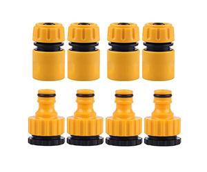 BuxiuGK 8 Piezas Conectores de Manguera Plástico,4 Piezas Conector Rápido Manguera 1/2",4 Piezas 3/4" y 1/2" 2 in 1 Adaptador de Grifo roscado Exterior Conector de Manguera