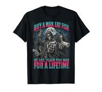 Buy A Man Eat Fish Funny Meme Bootleg Skeleton Parody Camiseta