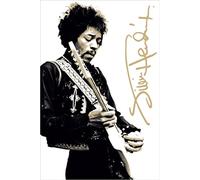 BUY ART FOR LESS Póster de Jimi Hendrix tocando la guitarra en blanco y negro, 91 x 61 cm