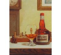 BuyArtforless Chess y un Cordial by David Marrocco 18x24 Art Print Poster Grand Marnier Licor y Juego de mesa de ajedrez de vidrio