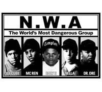 Buyartforless N.W.A. Lineup - Póster artístico (36 x 24 cm), diseño de Cubitos de Hielo, MC REN, Eazy E, Yella y Dr Dre