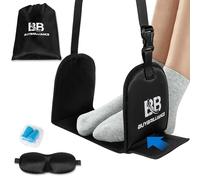 Buybrilliance - Hamaca de pie para viajes en avión, hamaca portátil con placa de apoyo. Travel Essentials - Reposapiés de espuma viscoelástica para avión con máscara de ojos y tapones para los oídos