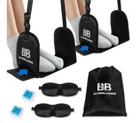 Buybrilliance - Paquete de 2 hamacas para piernas para viajes en avión, reposapiés ajustable para viajes en avión, hamaca de pie de espuma viscoelástica con tablero duro para evitar que los pies se