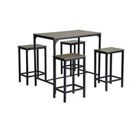 buybyroom Juego de 5 mesas de bar, mesa de comedor con 4 taburetes de bar 100x60x90cm Mesa de bar con taburete 30x40x65cm Mesa de cocina, sillas de cocina, color marrón