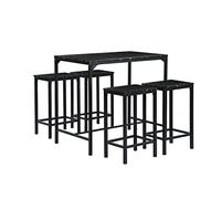 buybyroom Juego de 5 mesas de bar, mesa de comedor de mármol con 4 taburetes de bar 100x60x90cm, mesa de bar con taburete 30x40x65cm, mesa de cocina, sillas de cocina, negro