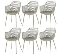 buybyroom Juego de 6 sillas de comedor con reposabrazos, de plástico, con reposabrazos, sillas modernas, color gris