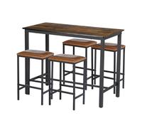 buybyroom Juego de mesa de bar con 4 taburetes de bar, mesa alta de madera, silla de comedor con tapizado, mesa de cocina, comedor, diseño industrial para comedor, salón
