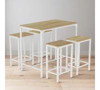 buybyroom Mesa alta con 4 taburetes de bar, 100 x 60 x 90 cm, Set de bar industrial con mesa de comedor y cocina, 30 x 40 x 65 cm
