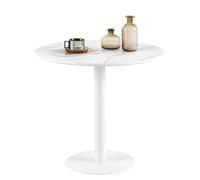 buybyroom Mesa de Comedor Redonda de Mármol, Mesa de Café, Mesa de Bistró Minimalista para Cocina, Comedor, Sala de Estar, Taberna, 80 cm, Blanca