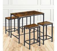 buybyroom Mesa de pie con 4 taburetes de bar, juego de mesa de bar con taburetes, mesa de comedor, mesa de cocina 100 * 60 * 90CM, mesa de comedor 30 * 40 * 65CM, diseño industrial para cocina