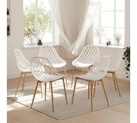 buybyroom Set di 6 Sedie per Sala da Pranzo, Sedia Scandinava, Sillas de Cocina Blancas, Comoda Struttura Stabile con Gambe in Metallo, Sedia 120 Kg, Bianco
