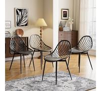 buybyroom - Silla de Comedor (4 Unidades, con Patas de Metal, Respaldo ergonómico, para Comedor, Sala de Estar, Cocina y Dormitorio, Color Negro