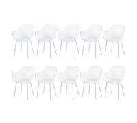 buybyroom Silla de Comedor Juego de 10,Sillas de Comedor Silla con Reposabrazos Silla de Plástico Comedor, Blanco