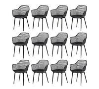 buybyroom Silla de Comedor Juego de 12,Sillas de Comedor Silla con Reposabrazos Silla de Plástico Comedor, Negro