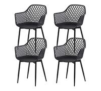 buybyroom Silla de Comedor Juego de 4,Sillas de Comedor Silla con Reposabrazos Silla de Plástico Comedor, Negro