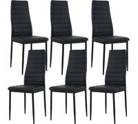 buybyroom Sillas de Cocina, Juego de 6 sillas de Comedor, 6 sillas de salón y reuniones, sillas de Cocina de 6 Piezas en Oferta, Juego de sillas Acolchadas de Piel sintética, Patas de Metal, Negro