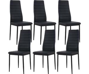 buybyroom Sillas de Cocina, Juego de 6 sillas de Comedor, 6 sillas de salón y reuniones, sillas de Cocina de 6 Piezas en Oferta, Juego de sillas Acolchadas de Piel sintética, Patas de Metal, Negro