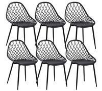 buybyroom Sillas de Comedor, Sillas Cocina Pack 6 Modernas con Patas de Metal y Respaldo Ergonómico, para Comedor,Cocina, Reuniones, Salon, Recepción, Negras