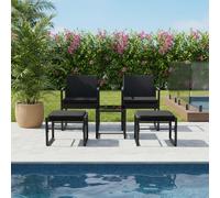 buybyroom Sillón de ratán, mesa y sillas de jardín, muebles de terraza, juego de asientos para exteriores, juego de balcón, 4 personas, muebles de balcón, pequeño ahorro de espacio, incluye cojines
