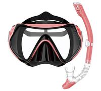 BuyCard Gafas de Buceo Adulto, 180° Panorámica de Cristal Templado Máscara de Buceo, Anti-vaho Anti-Fuga de Cristal TempladoDry Snorkel Set para Adulto, Easy Breathe para Adultos,Jóvenes Rosa