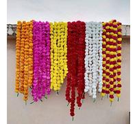 Buycrafty Paquete de 5 guirnaldas de flores de caléndula artificial mezcladas de 1,5 m de largo, para uso en fiestas, celebraciones,