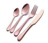 Buyer Star 4 piezas Cuchillería Conjunto utensilio Oro rosa Acero inoxidable Cuchillo Tenedor Cuchara Juego de cubiertos Utensilios Vajilla