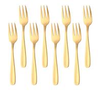 Buyer Star Appetizers Desert Tenedores, 18/10 acero inoxidable 3 púas cóctel Mini ensalada Fruit Fork Sets de 8, 5.5 pulgadas