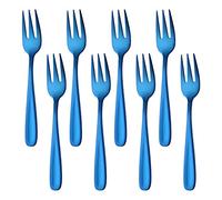 Buyer Star Appetizers Desert Tenedores, 18/10 acero inoxidable 3 púas cóctel Mini ensalada Fruit Fork Sets de 8, 5.5 pulgadas