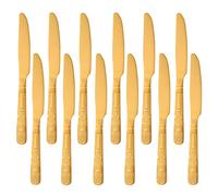 Buyer Star Cuchillos de Cena 12 Piezas, Kit de Utensilios de Acero Inoxidable Dorado, Juego de Cubiertos para el hogar, la Cocina y el Restaurante