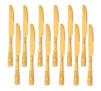 Buyer Star Juego de 12 cuchillos de postre, juego de cubiertos Gold de acero inoxidable para el hogar, la cocina y el restaurante