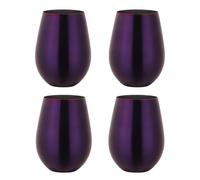 Buyer Star Juego de 4 copas de vino de acero inoxidable 304, vasos grandes de vino sin tallo de 17 onzas para exteriores, vasos de metal 100% irrompibles y sin tallo para el hogar y al aire libre