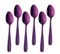 Buyer Star Juego de 6 cucharas pequeñas de 5.32 pulgadas, juego de cucharas de café de acero inoxidable, mini cucharas de postre, cucharaditas, cucharas de café expreso Demitasse (6, morado)